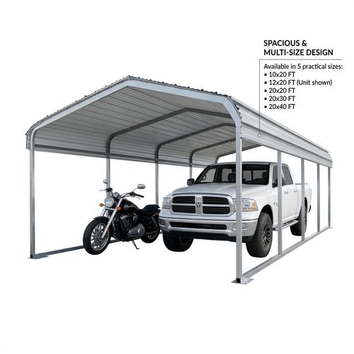 FILLOSLOV Heavy Duty Metal Carport with Anchor Kit 12x20 FT