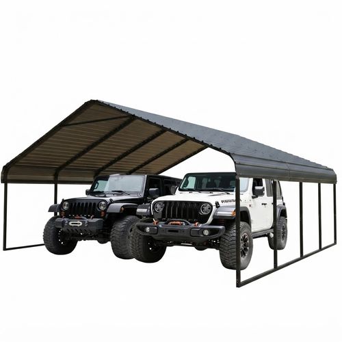 20x20 Ft Metal Carport with Vertical Roof